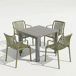 Henrik 100 Dining Table Nickel Grey With 4 Alma Armchair Avocado Set picture 02 a white background image