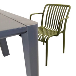Henrik 100 Dining Table Nickel Grey With 4 Alma Armchair Avocado Set picture 06 a detail image