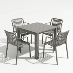 Henrik 100 Dining Table Nickel Grey With 4 Alma Armchair Nickel Grey Set picture 02 a white background image