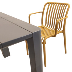 Henrik 100 Dining Table Nickel Grey With 4 Alma Armchair Saffron Set picture 06 a detail image