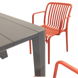 Henrik 140 Dining Table Nickel Grey With 6 Alma Armchair Chilli Set picture 06 a detail image