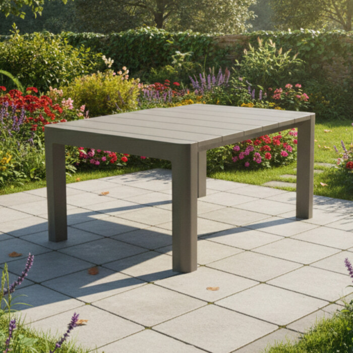 Henrik 140 Dining Table Nickel Grey picture 21 a garden lifestyle image