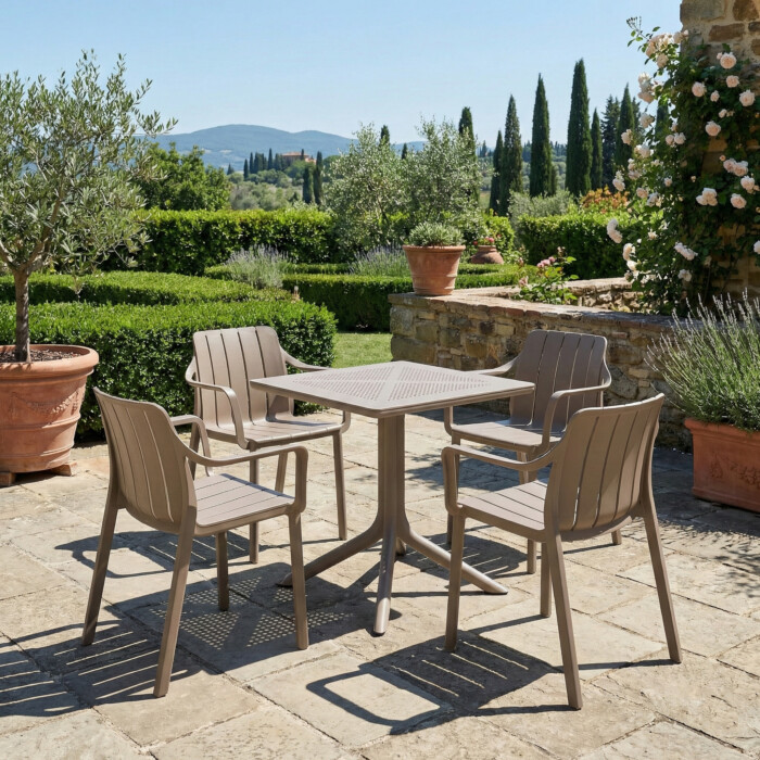 Clip 70Cm Table With 4 Tiberina Armchair Set Turtle Dove picture 01 a garden lifestyle image