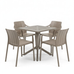 Clip 70Cm Table With 4 Tiberina Armchair Set Turtle Dove picture 02 a white background image