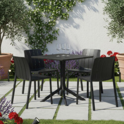 Clip 70Cm Table With 4 Tiberina Bistrot Chair Set Anthracite picture 01 a garden lifestyle image