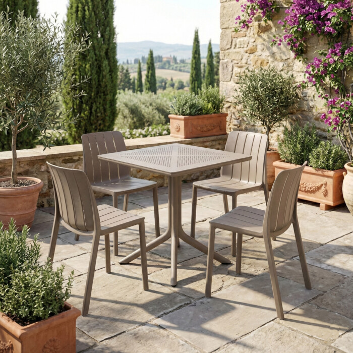 Clip 70Cm Table With 4 Tiberina Bistrot Chair Set Turtle Dove picture 01 a garden lifestyle image