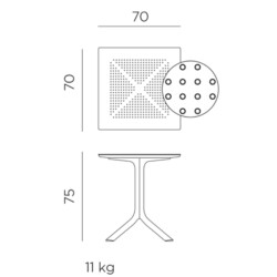 Clip 70Cm Table picture 30 dimensions height 75cm x width 70cm x depth 70cm weight 11kg