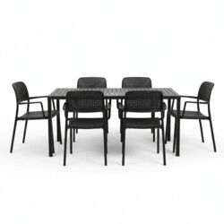 Cube Dining Table With 6 Bora Chair Set Anthracite picture 02 a white background image