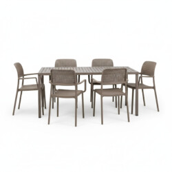 Cube Dining Table With 6 Bora Chair Set Turtle Dove picture 02 a white background image