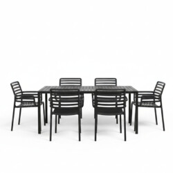 Cube Dining Table With 6 Doga Chair Set Anthracite picture 02 a white background image