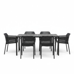 Cube Dining Table With 6 Net Chair Set Anthracite picture 03 a white background image