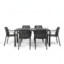 Cube Dining Table With 6 Tiberina Armchair Set Anthracite picture 04 a detail image