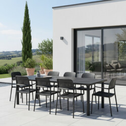 Libeccio Dining Table With 8 Bora Chair Set Anthracite picture 01 a garden lifestyle image