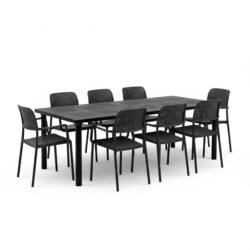 Libeccio Dining Table With 8 Bora Chair Set Anthracite picture 02 a white background image
