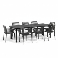 Libeccio Dining Table With 8 Doga Chair Set Anthracite picture 02 a white background image