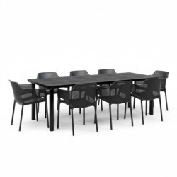 Libeccio Dining Table With 8 Net Chair Set Anthracite picture 02 a white background image