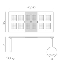 Libeccio Dining Table picture 30 dimensions height 74cm x width 100cm x depth 220cm weight 28.8kg