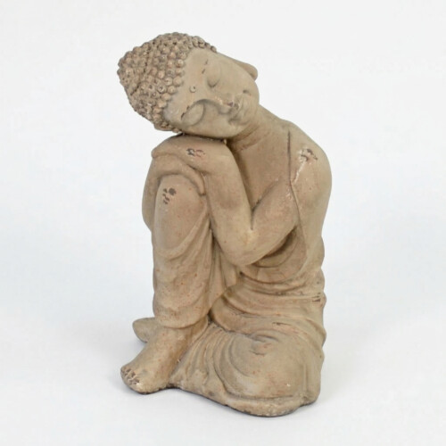Buddha Crouching 37Cm Weathered Dark Stone Effect picture 02 a white background image