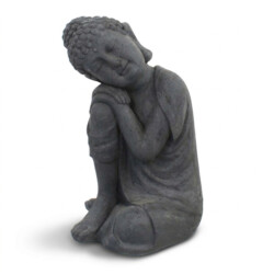 Buddha Crouching 58Cm Grey Charcoal Effect picture 02 a white background image