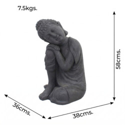 Buddha Crouching 58Cm Grey Charcoal Effect picture 10 dimensions height 58cm x width 38cm x depth 36cm weight 7.5kg