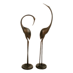 Contemporary Cranes Pair 90and76Cm Aluminium Dark Verdigris picture 03 a white background image