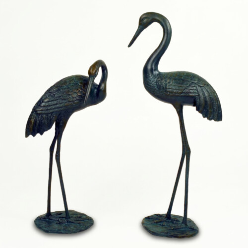Cranes Pair 77and61Cm Aluminium Dark Verdigris picture 02 a white background image