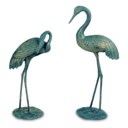 Cranes Pair 77and61Cm Aluminium Gold Verdigris picture 02 a white background image