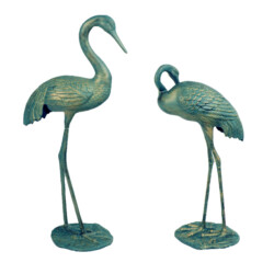 Cranes Pair 77and61Cm Aluminium Gold Verdigris picture 03 a white background image