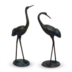 Cranes Pair Medium 71and63Cm Aluminium Dark Verdigris picture 02 a white background image