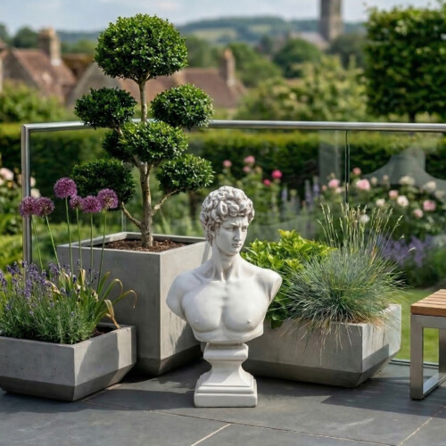 David Bust 59Cm White Stone Effect picture 01 a garden lifestyle image