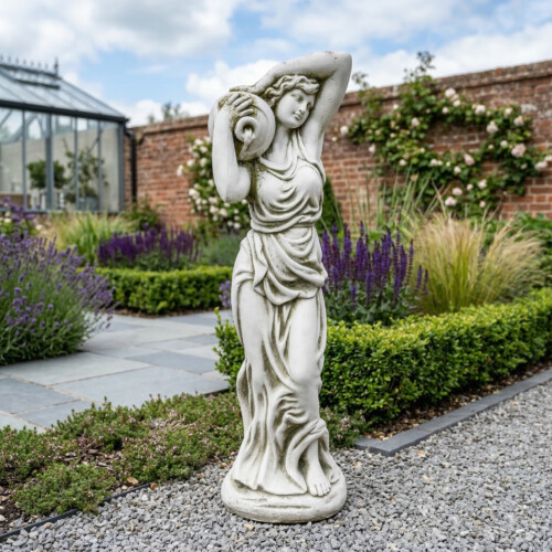 Elizabeth Urn Girl 84Cm White Stone Effect picture 01 a garden lifestyle image