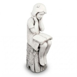 Julie Reading Girl 86Cm White Stone Effect picture 02 a white background image