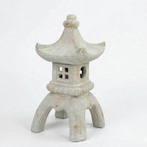 Pagoda Lantern Large 63Cm Weathered Light Stone Effect picture 02 a white background image