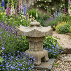 Pagoda Lantern Small 40Cm Weathered Dark Stone Effect picture 01 a garden lifestyle image