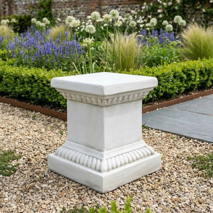 Plinth Square Low 36Cm White Stone Effect picture 01 a garden lifestyle image