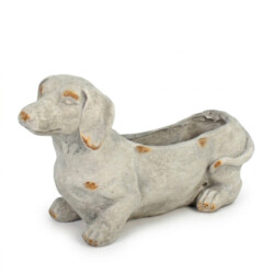 Sausage Dog Planter 30Cm Weathered Light Stone Effect picture 02 a white background image