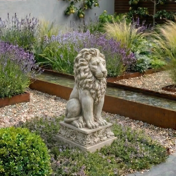 Small Lion 61Cm Antique Stone Effect picture 01 a garden lifestyle image