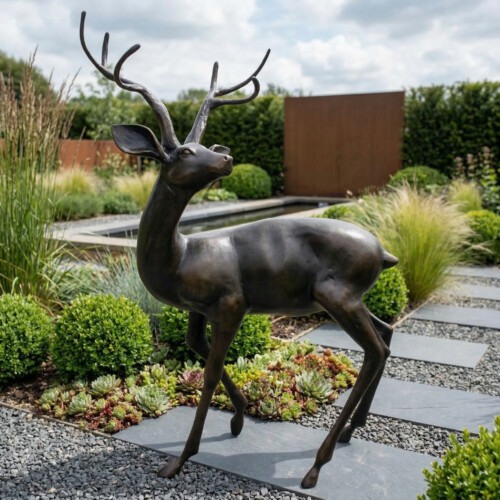 Stag Large 109Cm Aluminium Dark Bronze Effect picture 01 a garden lifestyle image