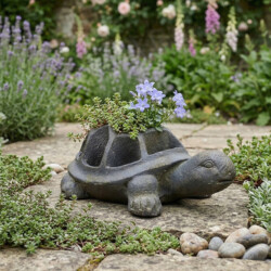 Tortoise Planter 15Cm Blue Iron Effect picture 01 a garden lifestyle image