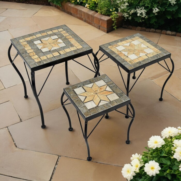Brava Square Plantstand Set Of 3 Low picture 01 a garden lifestyle image