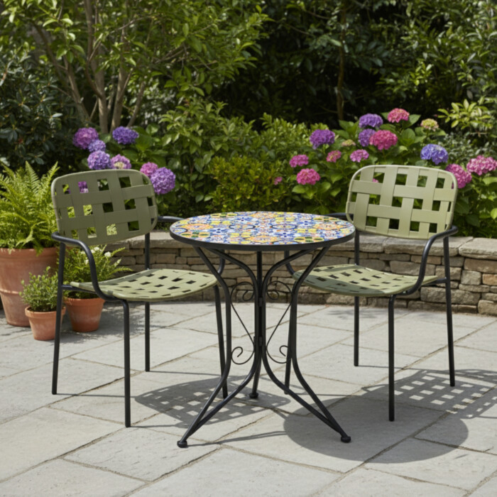 Cuba Bistro 60Cm Set with 2 x Karin Green Black Armchair picture 01 a garden lifestyle image
