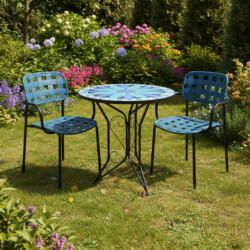 Fleurengo Bistro 60Cm Set with 2 x Karin Blue Black Armchair picture 01 a garden lifestyle image