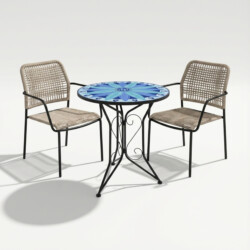 Fleurengo Bistro 60Cm Set with 2 x Rivella Taupe Chair picture 02 a white background image