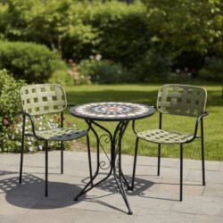 Madeira Bistro 60Cm Set with 2 x Karin Green Black Armchair picture 01 a garden lifestyle image