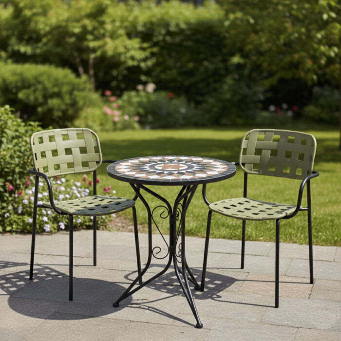 Madeira Bistro 60Cm Set with 2 x Karin Green Black Armchair picture 01 a garden lifestyle image