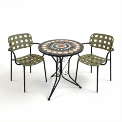 Madeira Bistro 60Cm Set with 2 x Karin Green Black Armchair picture 02 a white background image