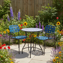 Nassau Bistro 60Cm Set with 2 x Karin Blue Black Armchair picture 01 a garden lifestyle image