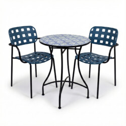 Nassau Bistro 60Cm Set with 2 x Karin Blue Black Armchair picture 02 a white background image