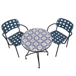 Nassau Bistro 60Cm Set with 2 x Karin Blue Black Armchair picture 07 a detail image