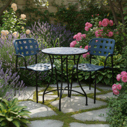 Nassau Bistro 60Cm Set with 2 x Karin Blue Black Armchair picture 08 a lifestyle image